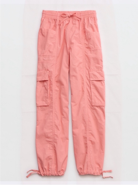aerie Pants - Aerie Go For It Cargo Parachute Drawstring Pants - Pink